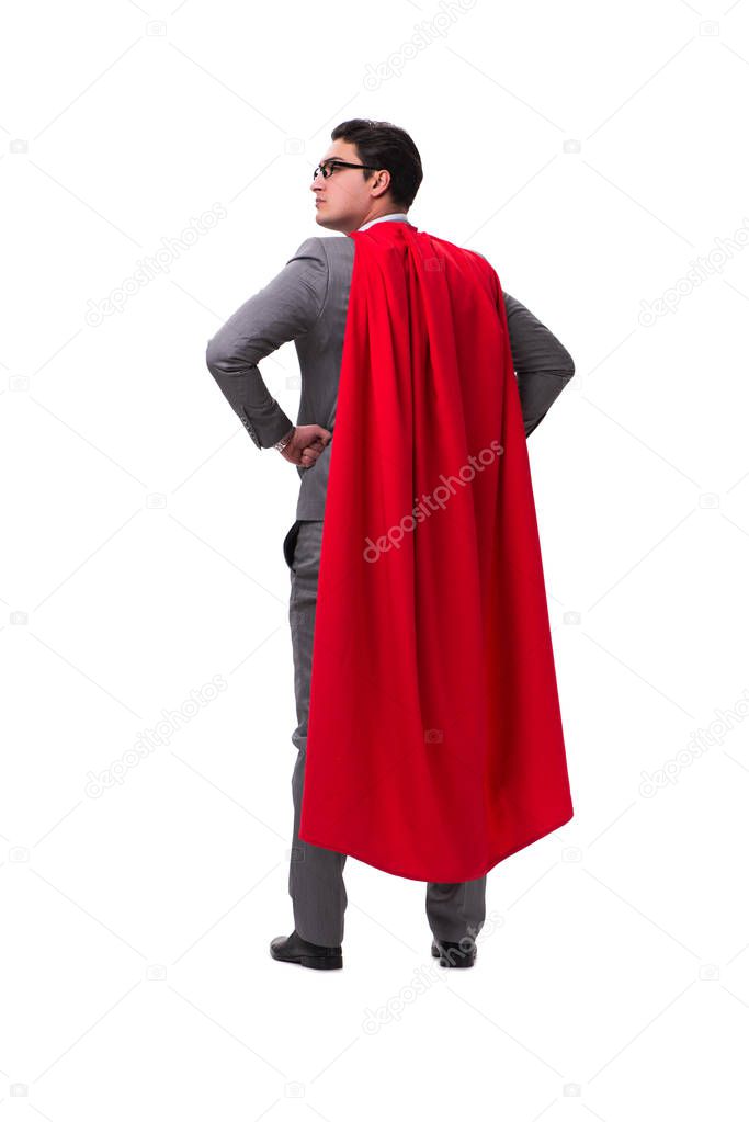 Super hero businessman isolated on white