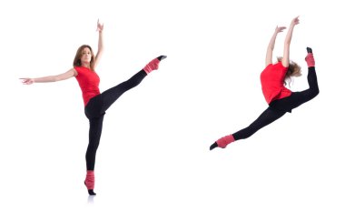 Beyaz egzersiz genç jimnastikçi