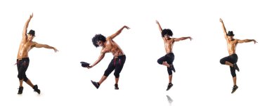 Beyaz arka plan üzerinde izole dansçıların kolaj