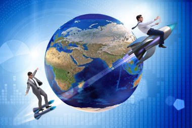 İki işadamları dünyanın dört bir yanından takip