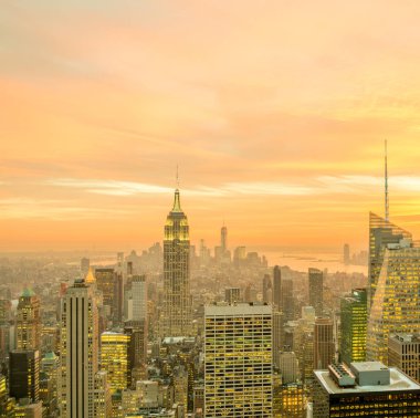 Günbatımında New York Manhattan manzarası