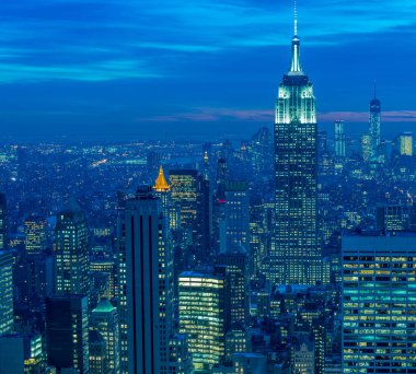 Günbatımında New York Manhattan manzarası