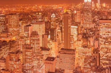 Günbatımında New York Manhattan 'ın gece manzarası