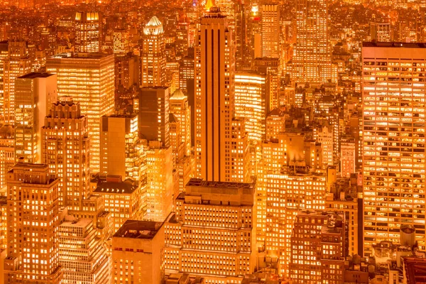 Vista nocturna de Nueva York Manhattan al atardecer — Foto de Stock
