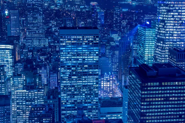 Night view of New York Manhattan during sunset