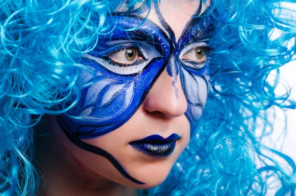 Face paint of woman with butterfly — Stock Photo, Image