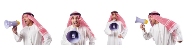 Arabisk affärsman med horn isolerad på vitt — Stockfoto