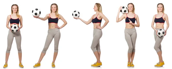 女子足球运动员在白色 — 图库照片