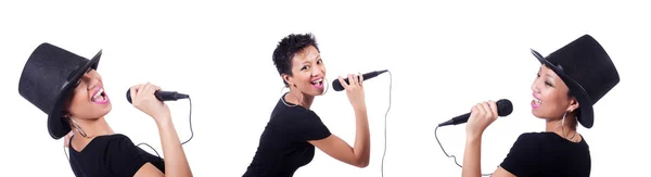 Afro-american female singer isolated on white — Stock Photo, Image