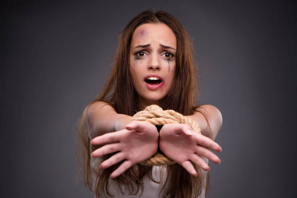 Woman in violence and discrimination concept