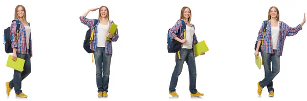 Collage de jeunes étudiantes sur blanc — Photo