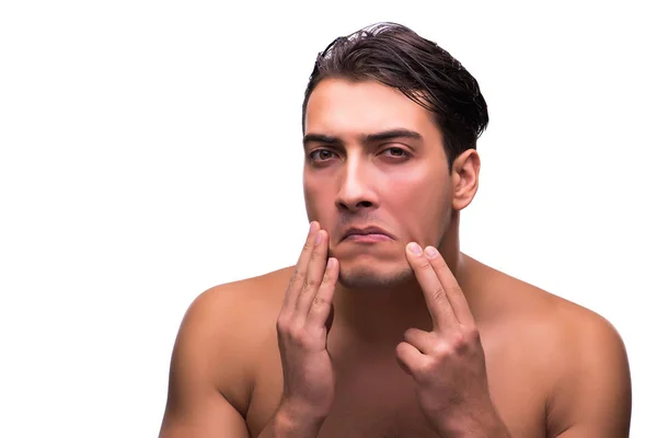 Homme drôle après la douche isolé sur blanc — Photo