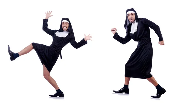 Nonne in lustigem religiösen Konzept — Stockfoto