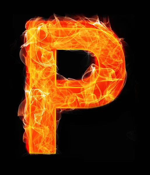 Brandende letters alfabet type P — Stockfoto