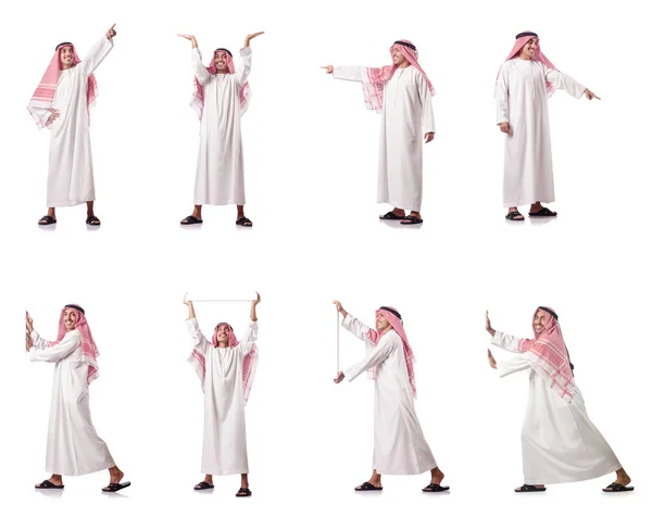 Arab man pressing virtual buttons — Stock Photo, Image