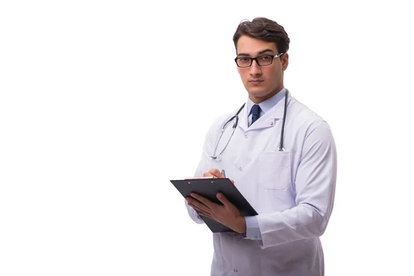 Jovem médico isolado em fundo branco — Fotografia de Stock