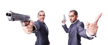 Silahlı beyaz izole iş adamı