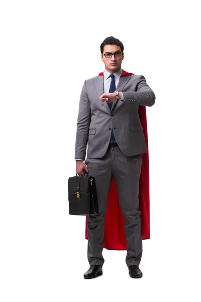 Super héroe empresario aislado en blanco — Foto de Stock