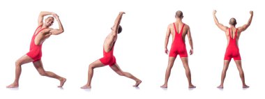 Genç güreşçi üzerinde beyaz izole