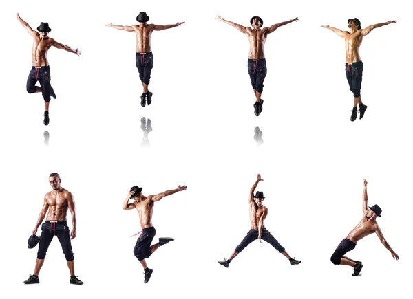 Collage de bailarines aislados sobre fondo blanco — Foto de Stock