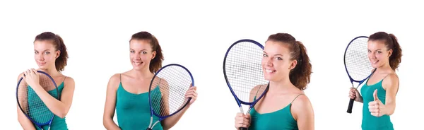 Woman tennis player isolated on white — Stock Photo, Image