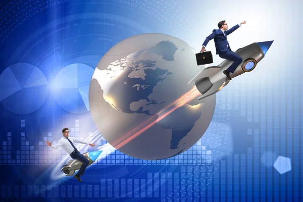 İş adamları takip ile küresel rekabet kavramı