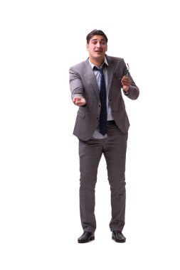 İflas etmiş işadamı beyaz arka planda izole edilmiş