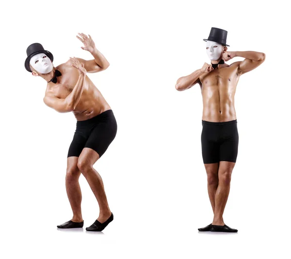 Naked muscular mime isolated on white — Stock Photo, Image