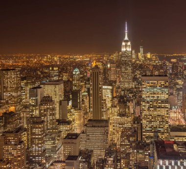 Günbatımında New York Manhattan manzarası