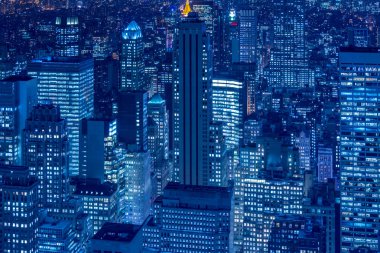 Günbatımında New York Manhattan 'ın gece manzarası