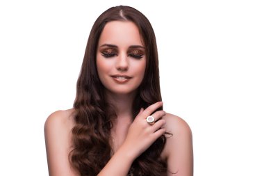 Genç kadın güzellik kavramı beyaz izole arka planda