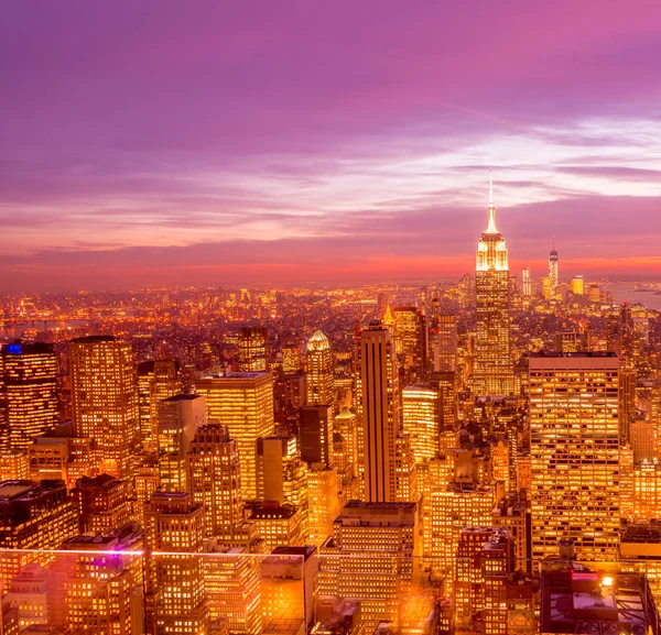 Vista de Nueva York Manhattan durante el atardecer — Foto de Stock