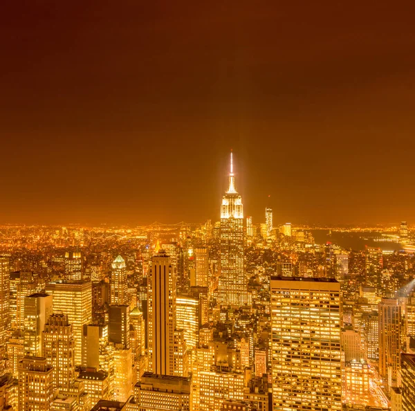 Pohled na New York Manhattan během západu slunce — Stock fotografie