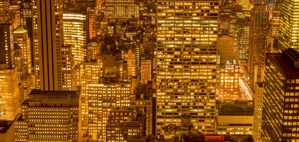 View of New York Manhattan during sunset hours