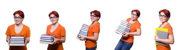 白の上の若い女性学生のコラージュ — ストック写真
