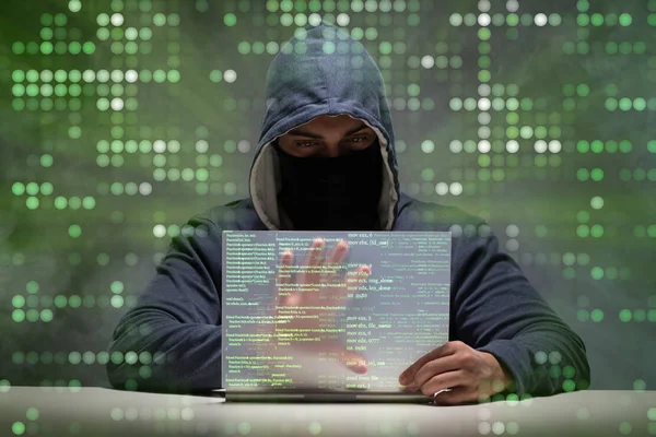 Young hacker in data security concept - Stock Image - Everypixel