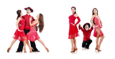 Bir çift dansçı beyazın üzerinde izole edilmiş