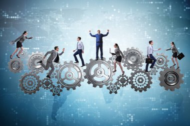 İş adamı ve iş kadınıyla takım çalışması kavramı