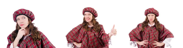 Jeune femme dans les vêtements écossais traditionnels — Photo