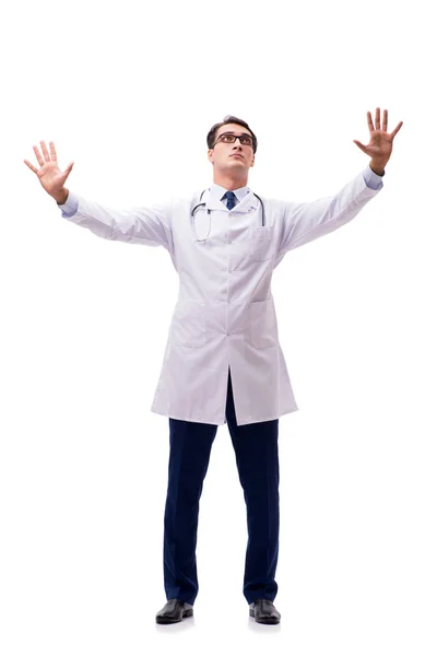 Giovane medico isolato su sfondo bianco — Foto Stock