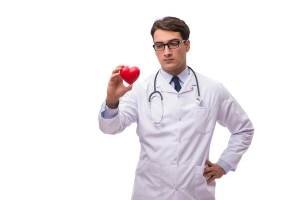 Médico con corazón aislado sobre fondo blanco —  Fotos de Stock