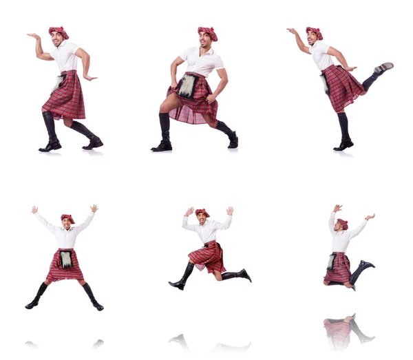 白の上で踊ってスコットランド人 — ストック写真