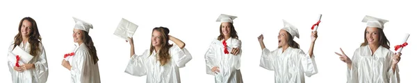 Giovane studente isolato su bianco — Foto Stock