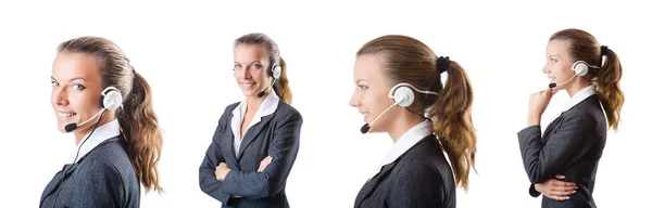 Call center assistant responding to calls — Stock Photo, Image