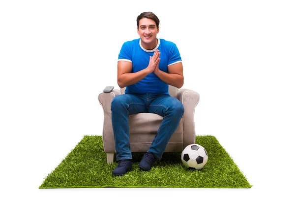 Man watching sports isolated on white background — Stock Photo, Image