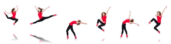 Mujer haciendo ejercicios en blanco —  Fotos de Stock