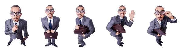 Funny nerd businessman isolated on white — Stock Photo, Image