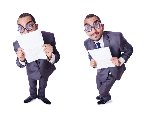 Divertido hombre de negocios aislado en el blanco — Foto de Stock