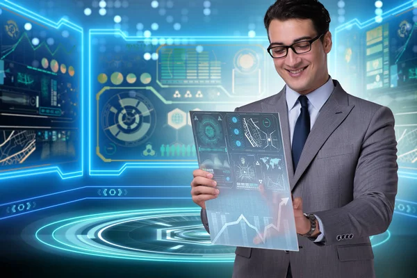 Zakenman in big data management concept — Stockfoto