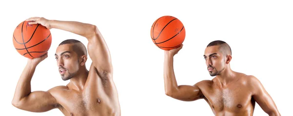 Pemain basket muda terisolasi pada warna putih — Stok Foto